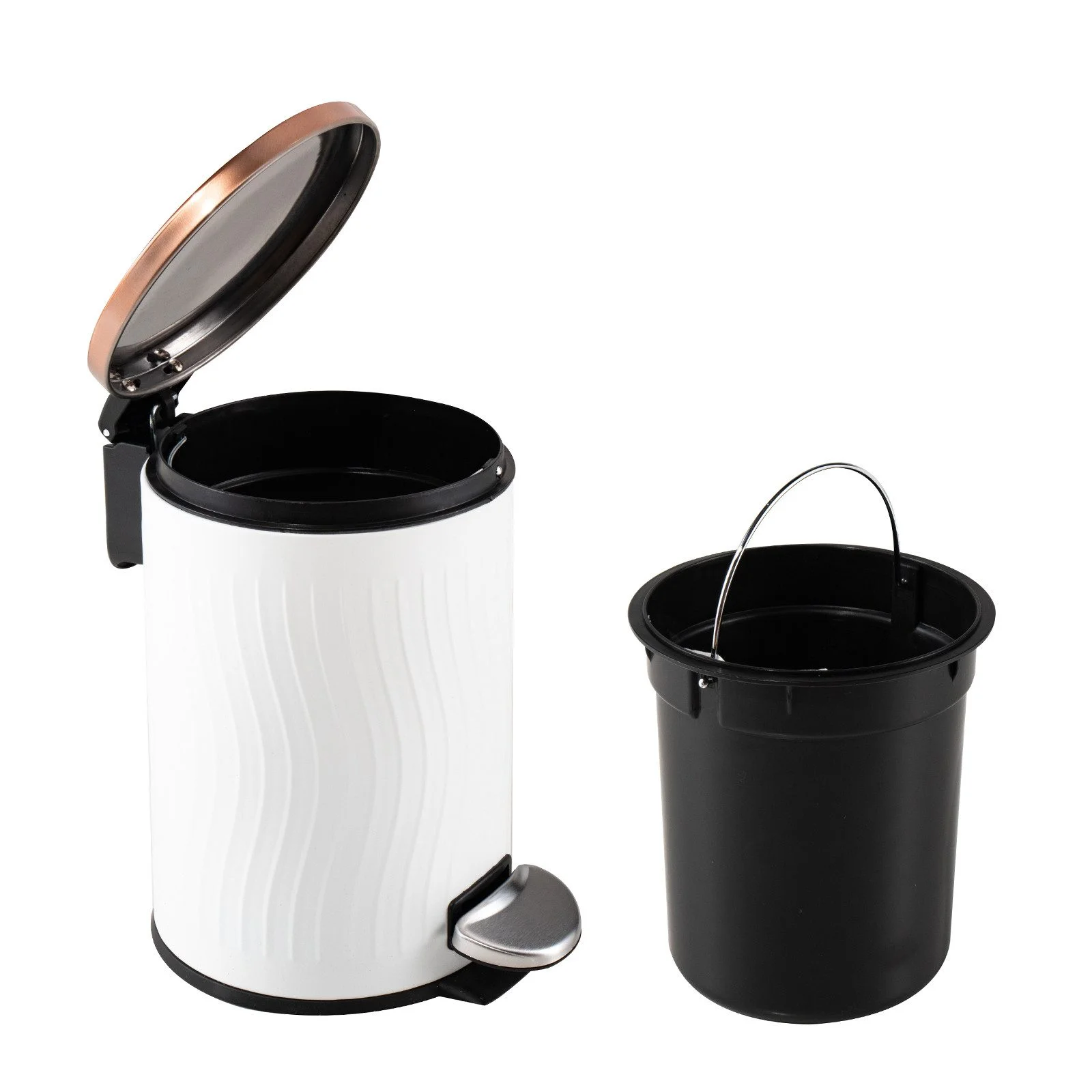 Kosmetikeimer JANNIK 3 Liter – Weiß mit Kupferdeckel